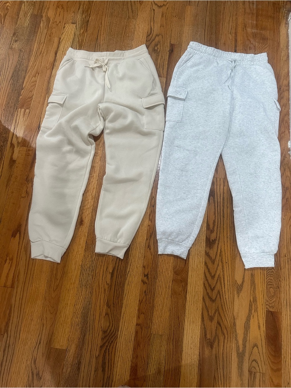 Neutral Cargo Jogger Pants for Women - Beige & Light Gray